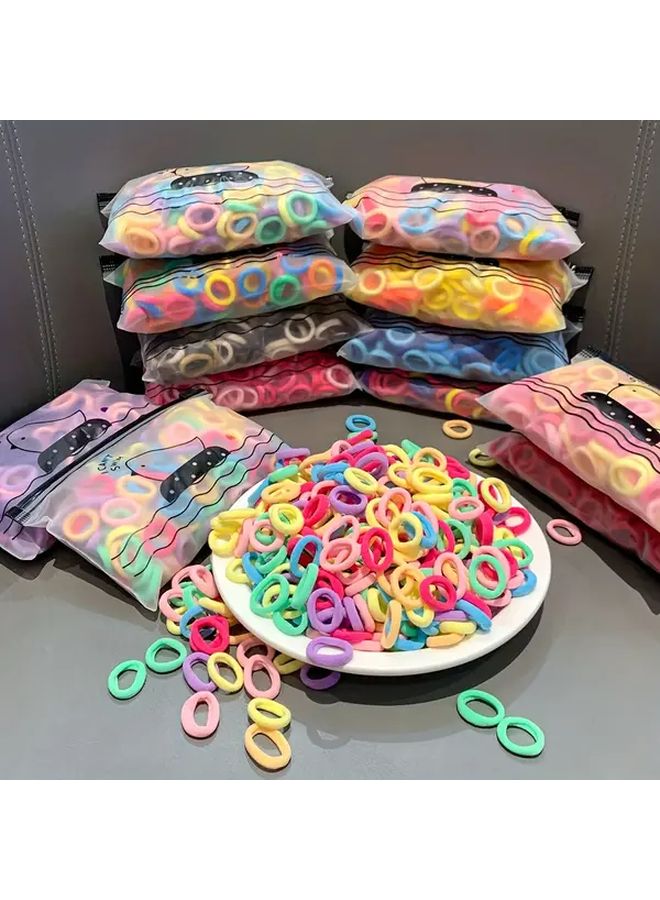 100pcs Warm Sun Color Seamless Hair Ties Soft Elastic Bands For Ponytail Bun Everyday Use - Image 1